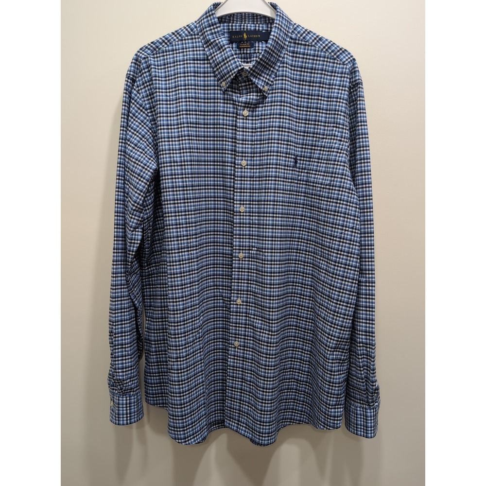 Polo Ralph Lauren Classic Fit Performance Button Down Shirt Men's 2XL Blue Plaid